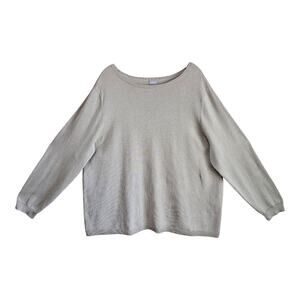CHICO'S 4 Women's Plus XXL 2X Sweater Gold Metallic Sparkle Long Sleeve 50"